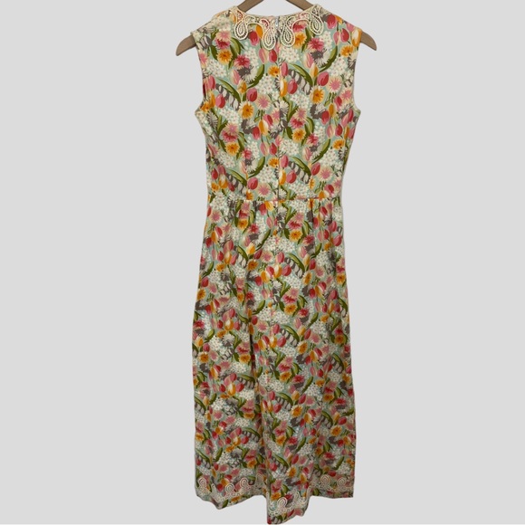 Vintage 60s Multicolor Floral Appliqué Maxi Dress Small - Picture 4 of 7